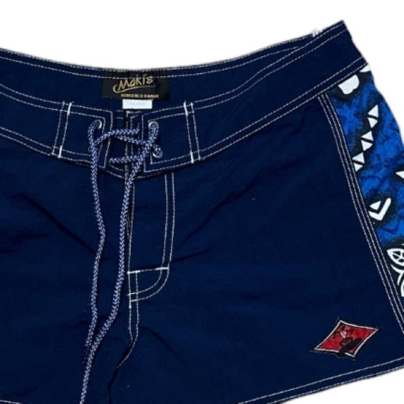 Maki’s Aloha Navy Board Short Swim Side Pocket - Picture 3 of 8